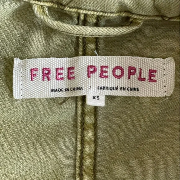Free People Utility Jacket Olive Green size XS 100% Cotton Military Style Cargo - Picture 2 of 14